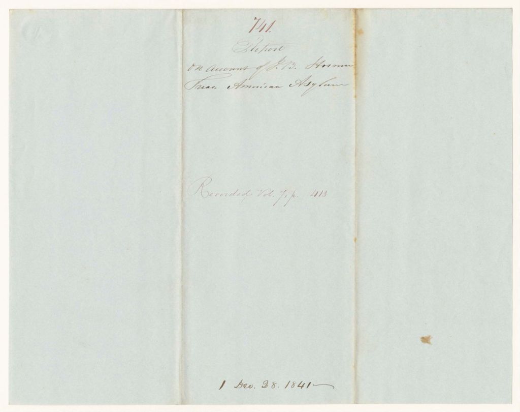 Miniature of Report 741: Report on Account of J.B. Hosmer, Treasurer of the American Asylum