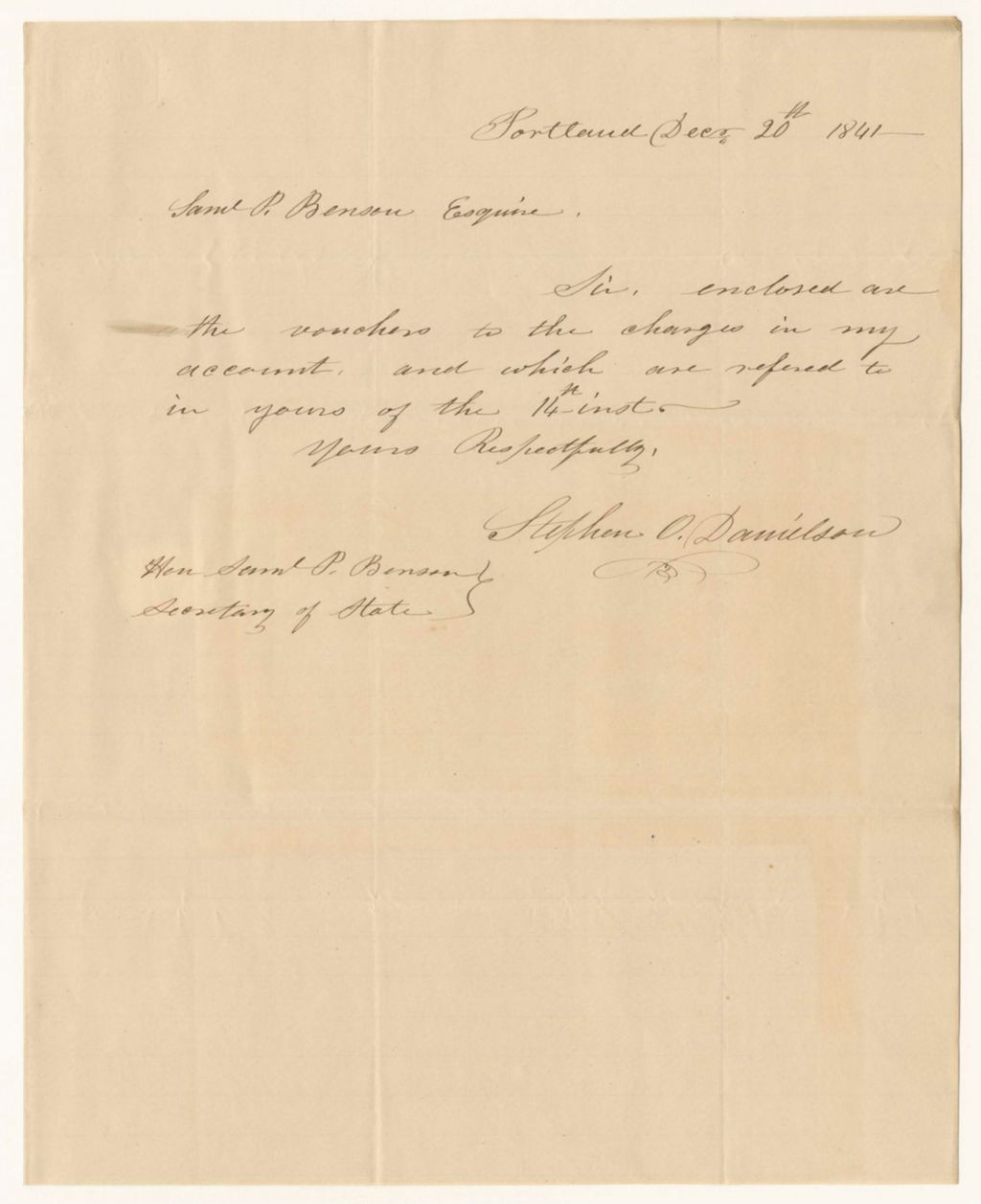 Miniature of Vouchers for changes to the account of Stephen D. Danielson