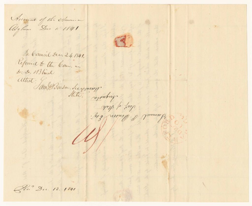 Miniature of Account of J.B. Hosmer, Treasurer of the American Asylum