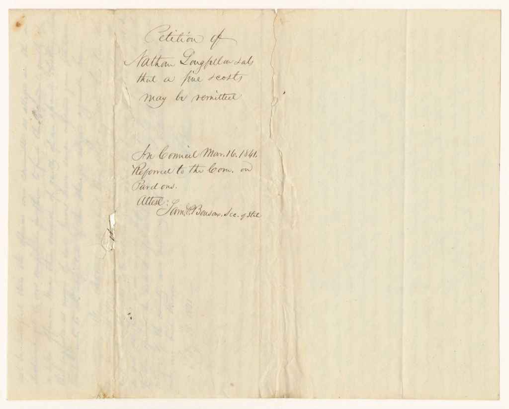 Miniature of Report 745: Petition of Nathan Longfellow that a fine and costs may be remitted