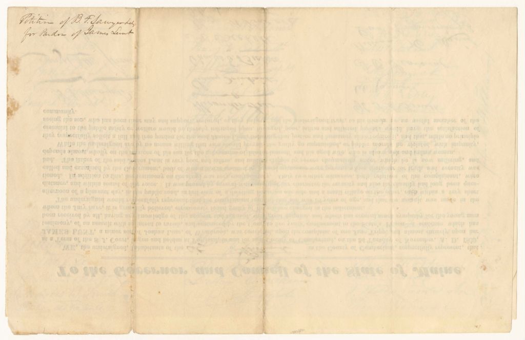 Miniature of Petition of B.F. Sawyer and others for the Pardon of James Lunt