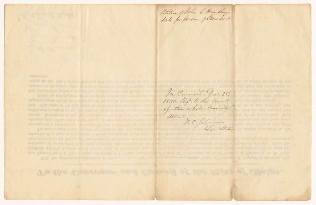 Miniature of Petition of John C. Humphreys and others for the Pardon of James Lunt