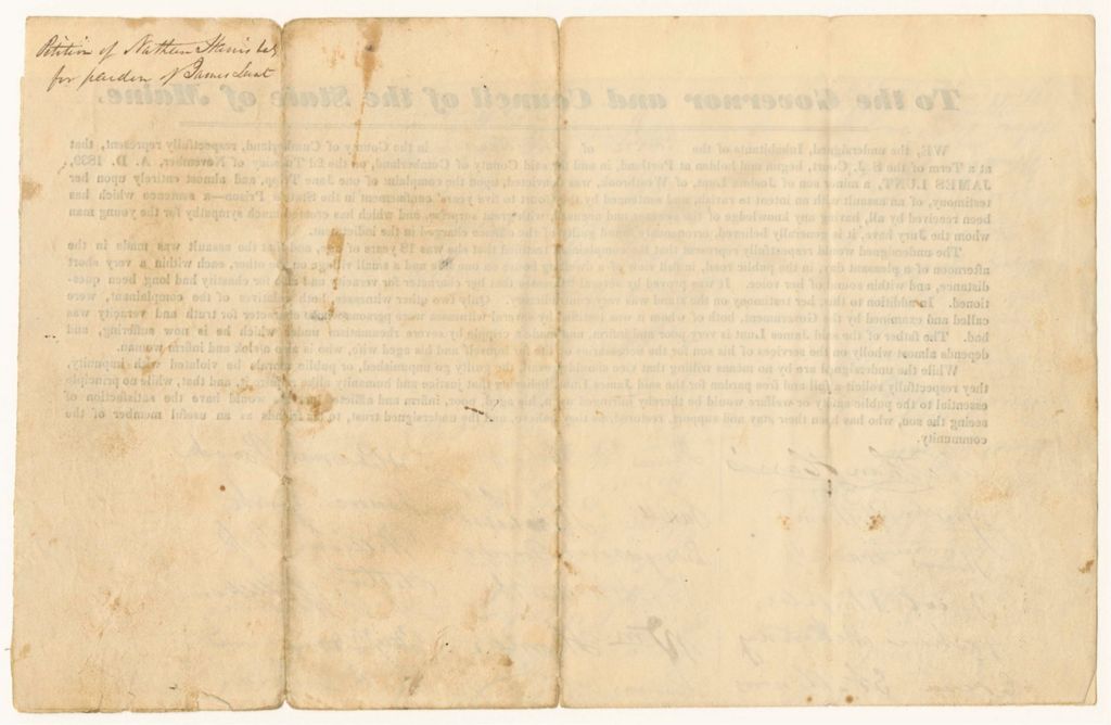 Miniature of Petition of Nathan Harris and others for the Pardon of James Lunt
