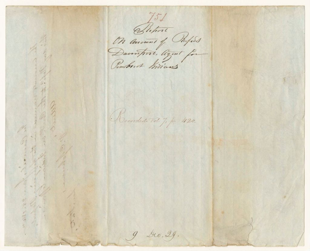 Miniature of Report 751: Report on Account of Rufus Davenport, Agent for the Penobscot Indians