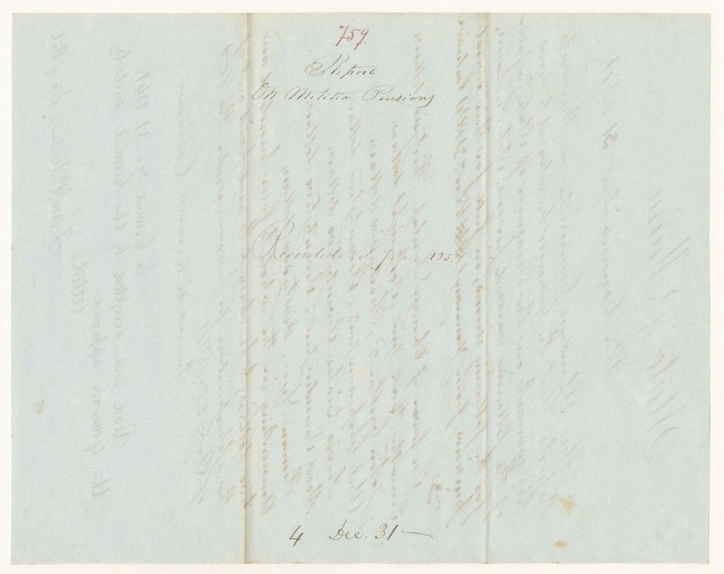 Miniature of Report 759: Report on Militia Pensions