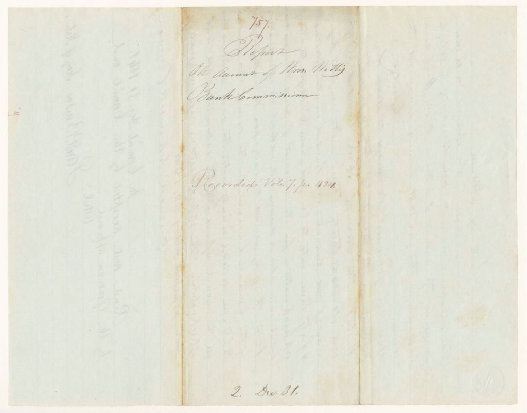 Miniature of Report 757: Report on Account of William Willis, Bank Commissioner