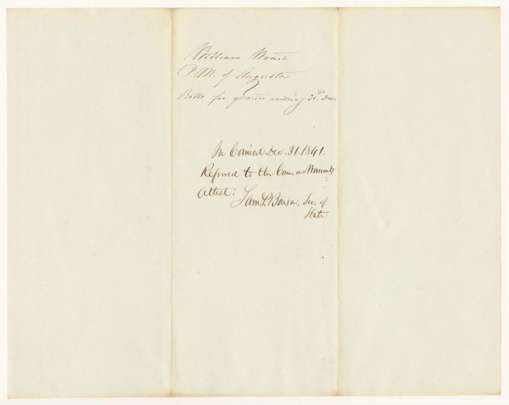Miniature of Bills of Postage of William Woart, Postmaster of Augusta