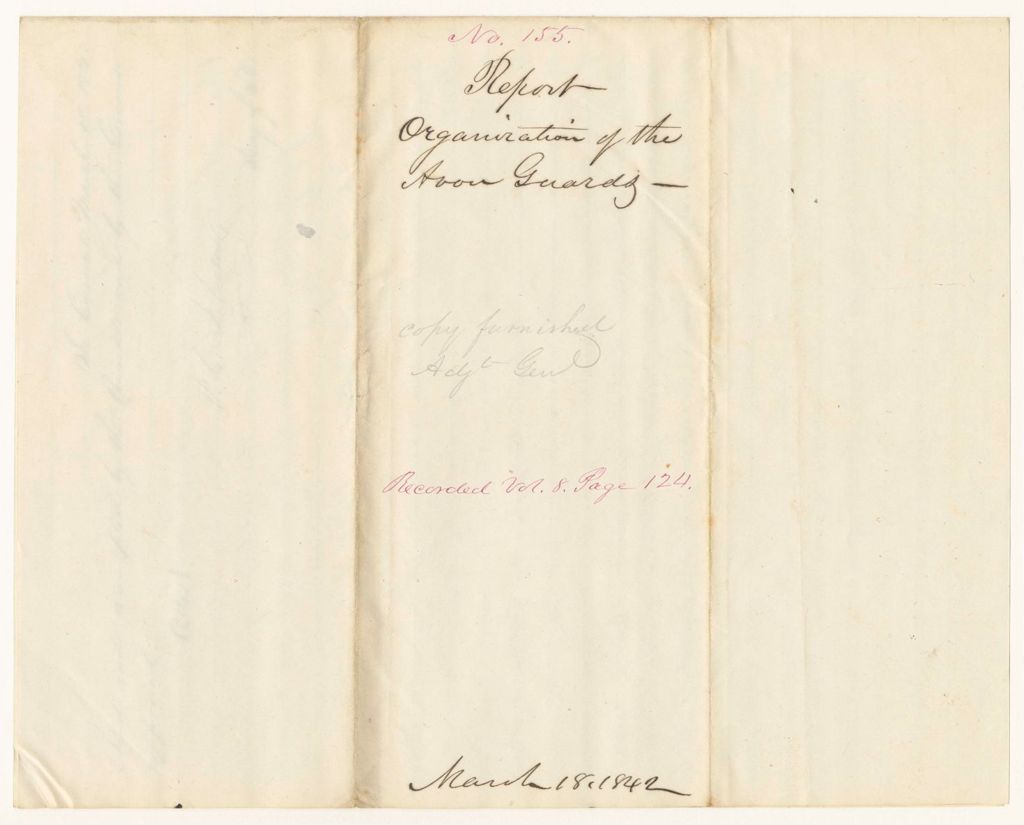 Miniature of Report 155: Report - Organization of the Avon Guards