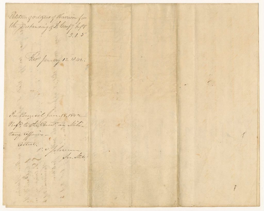 Miniature of Petition of Citizens of Harrison for Disbanding the Company of Light Infantry