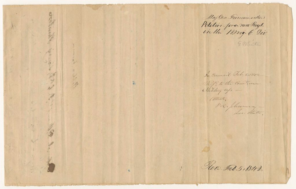 Miniature of Major General Stephen Farnum and others' Petition for a new Regiment in the 1st Brigade 6th Division