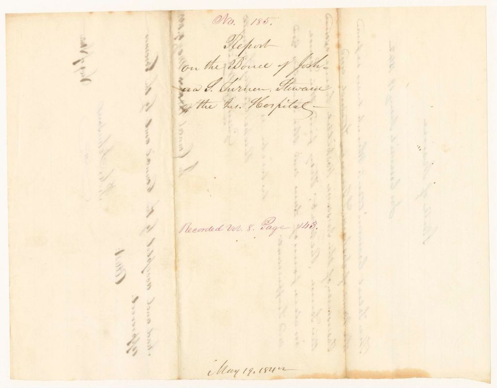 Miniature of Report 185: Report on the Bond of Joshua S. Turner, Steward of the Insane Hopsital