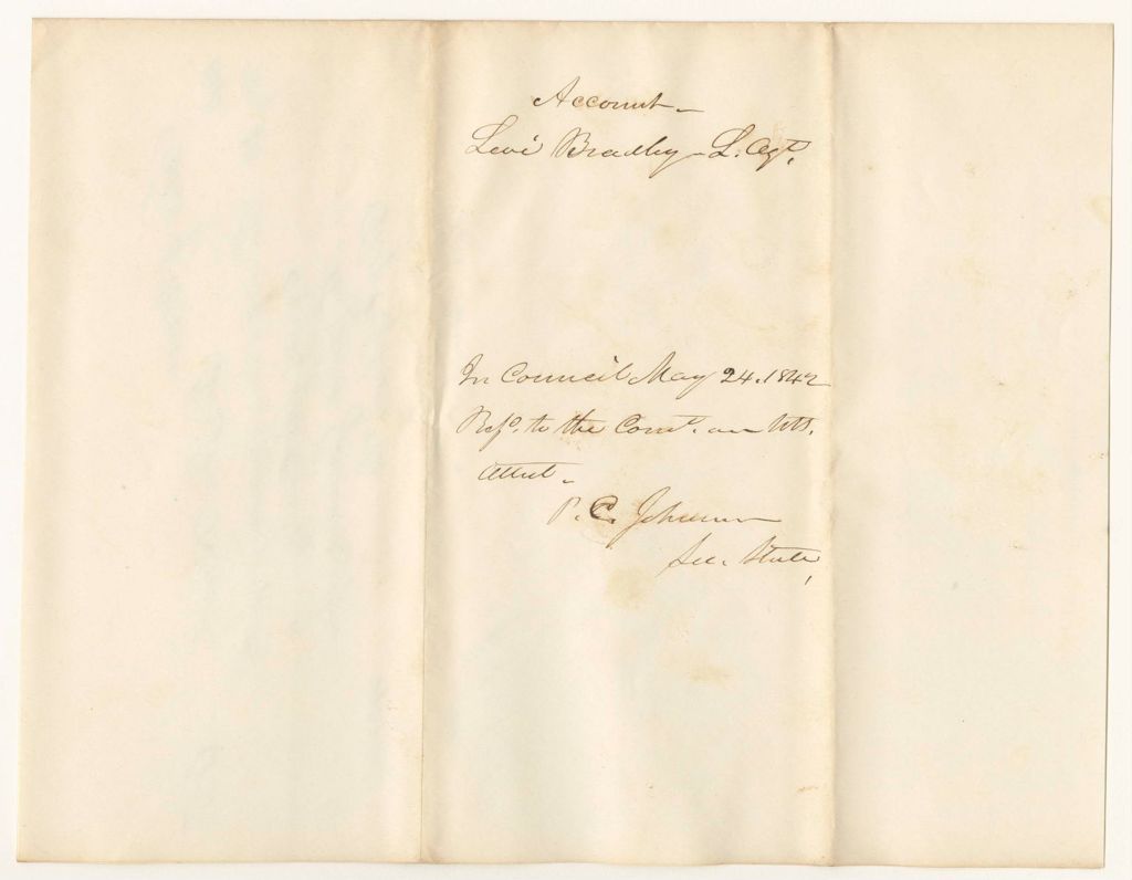 Miniature of Account of L. Bradley, Land Agent, for expenditures in making up the accounts of Civil Posse against the General Government