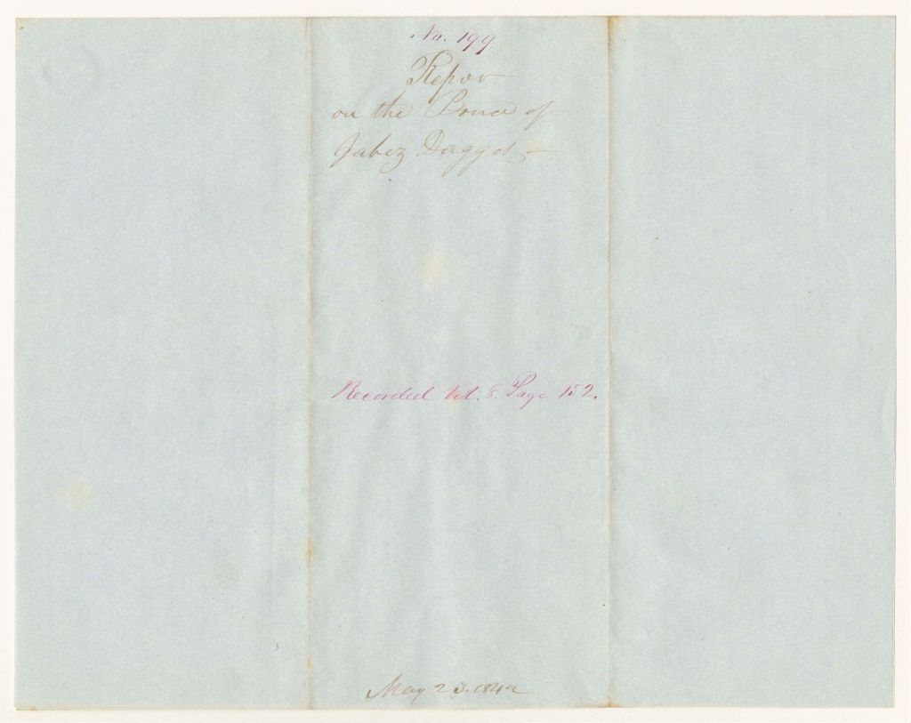 Miniature of Report 199: Report on the Bond of Jabez Dagget