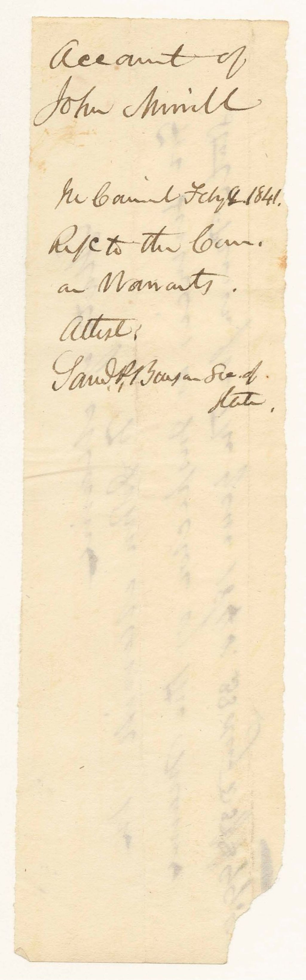 Miniature of Account of John Merris, late Inspector of the State Prison