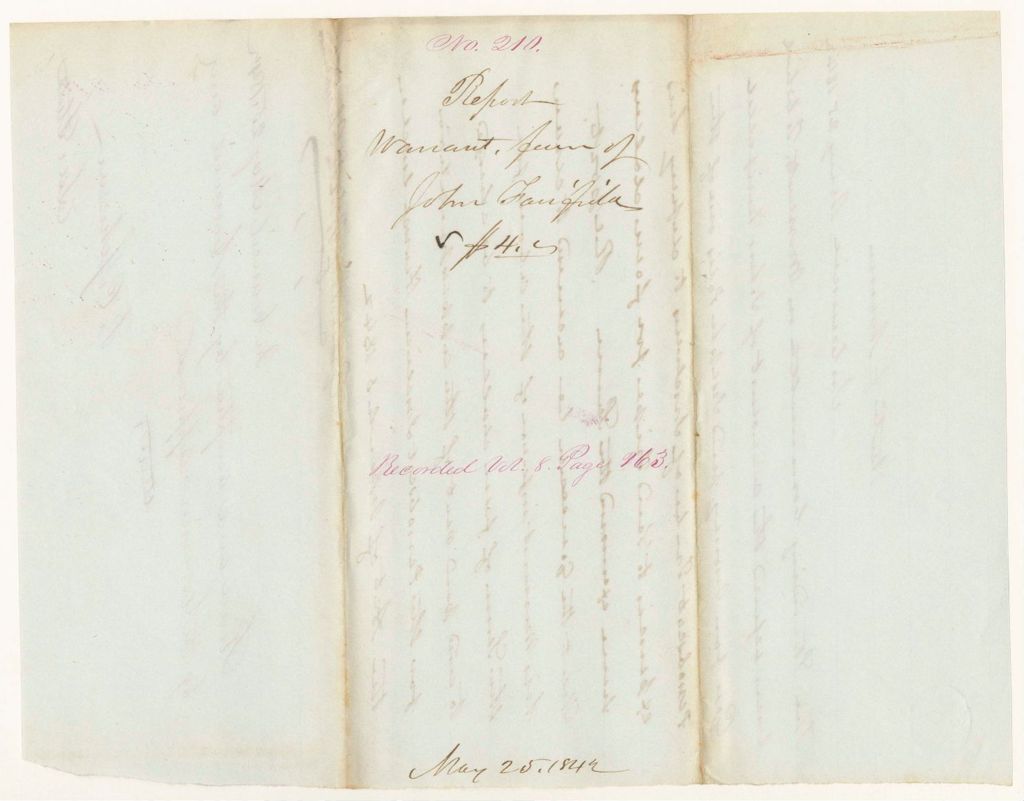 Miniature of Report 210: Report - Warrant in Favor of John Fairfield