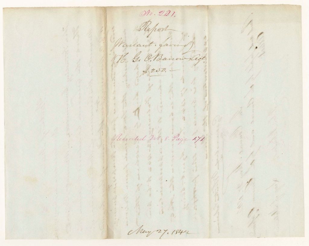 Miniature of Report 221: Report - Warrant in Favor H.G. D. Barrows, Agent