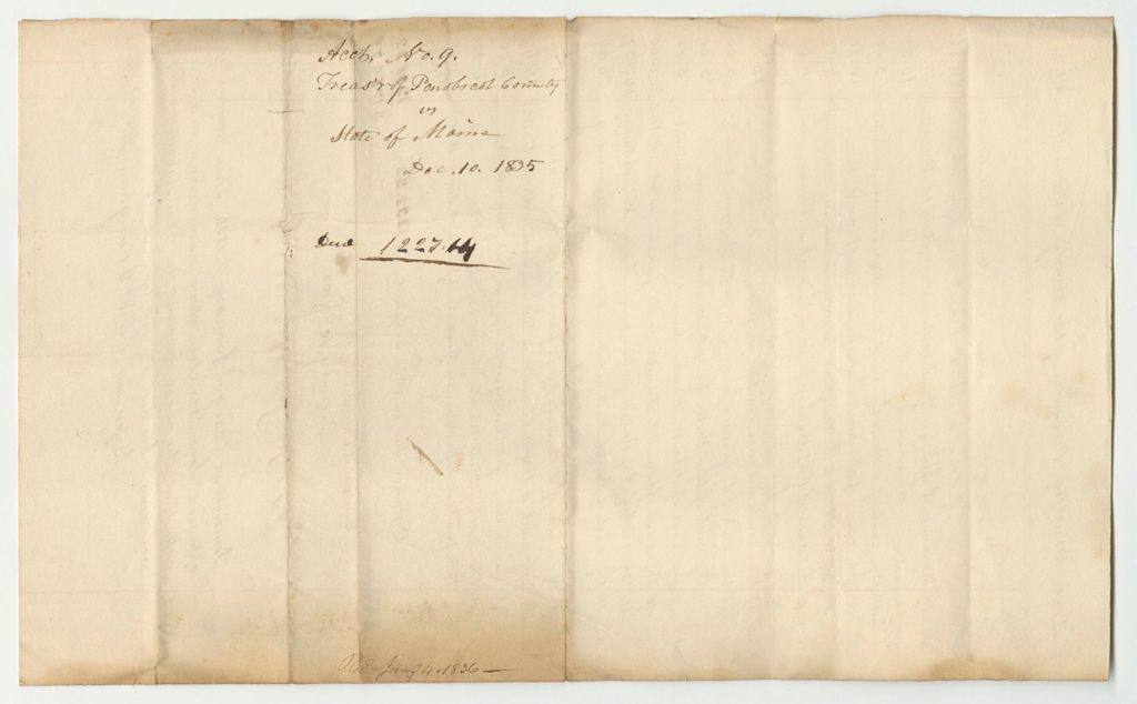 Miniature of Account of Levi Bradley, Penobscot County Treasurer