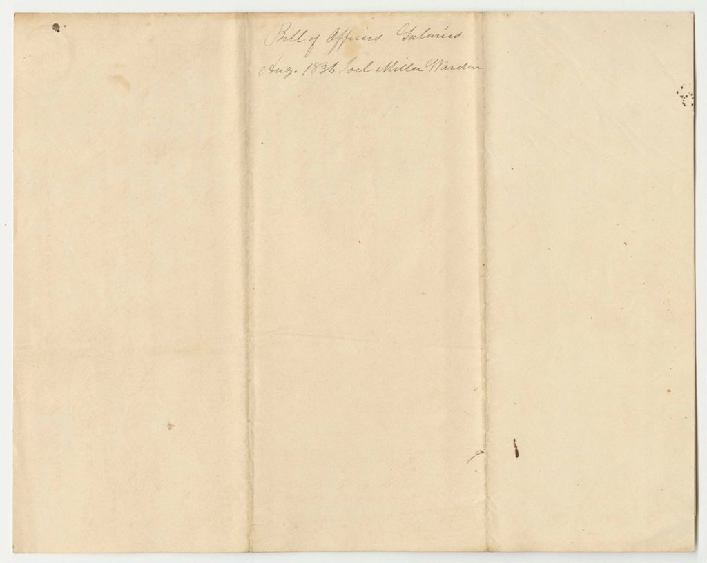 Miniature of List of the Subordinate Officers of the State Prison and Their Compensation From July 1st to August 5th 1836