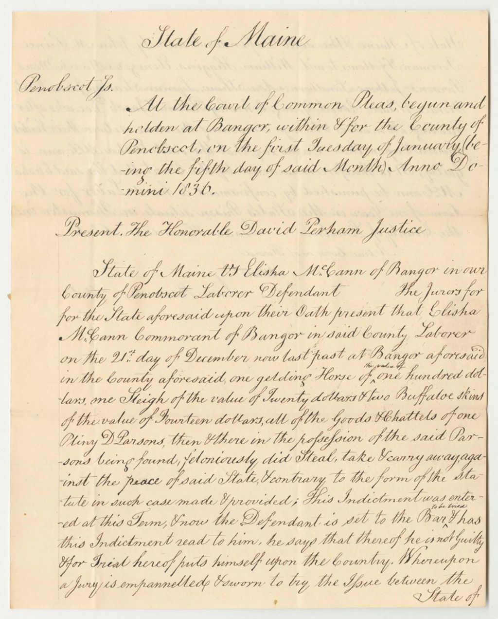 Miniature of State v. Elisha McCann, at the Court of Common Pleas in Penobscot County
