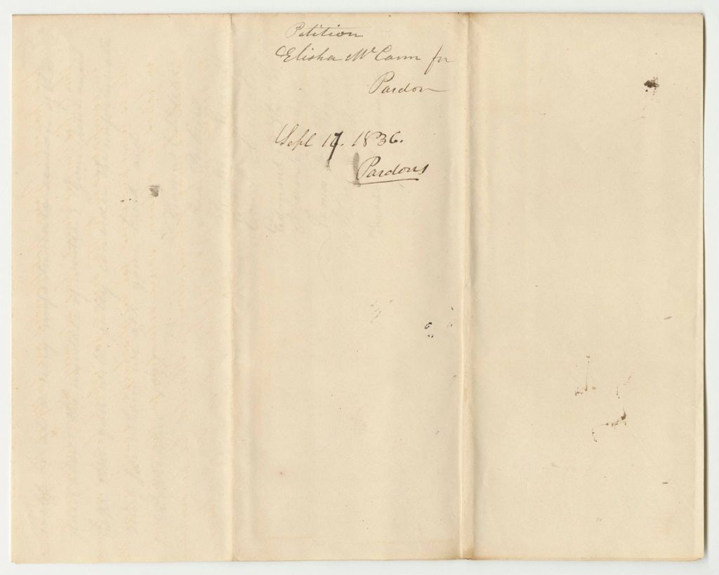 Miniature of Petition of the Officers of the State Prison for the Pardon of Elisha McCann