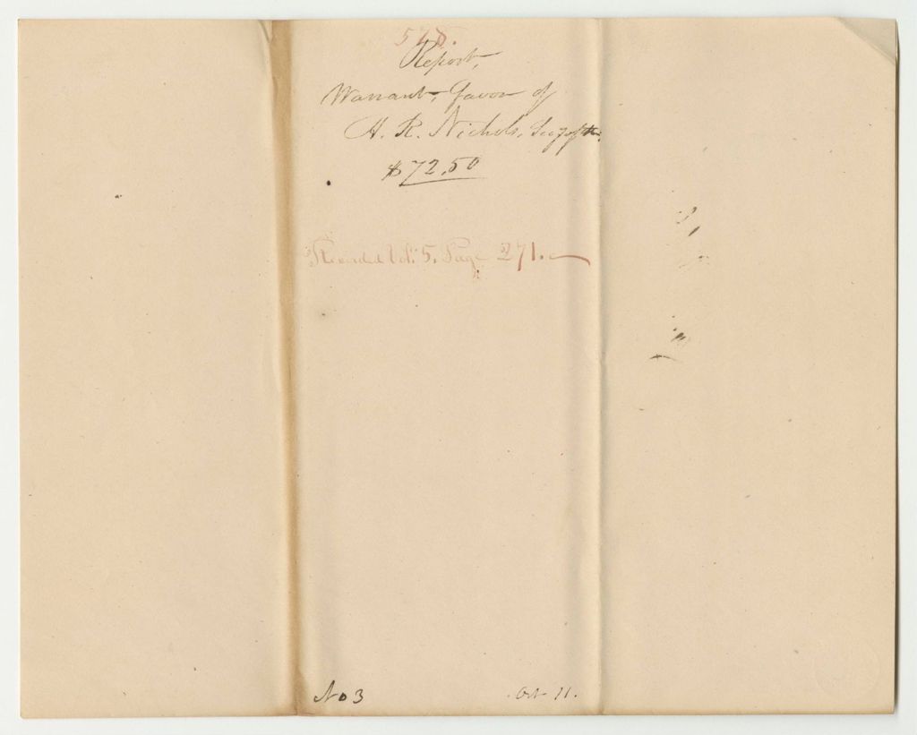 Miniature of Report 578: Warrant in Favor of Asaph R. Nochols, Secretary of State, for the Purchase of Books