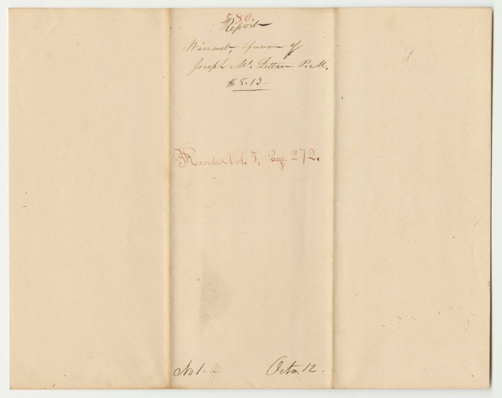 Miniature of Report 580: Warrant in Favor of Joseph McLellan, Postmaster of Brunswick, for Postage