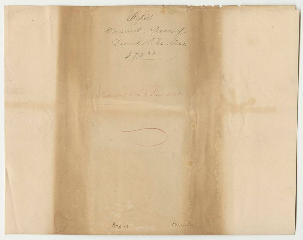 Miniature of Report 705: Warrant in Favor of Daniel Pike, Kennebec County Treasurer