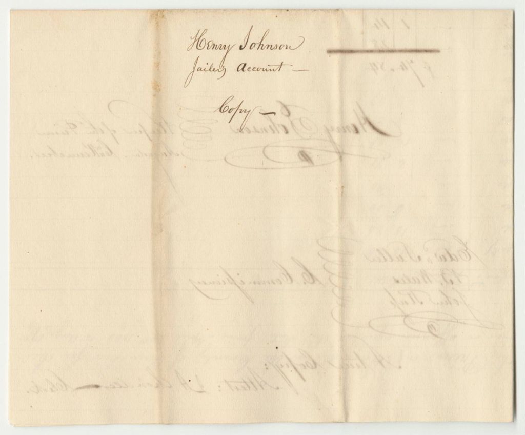 Miniature of Account of Henry Johnson, Keeper of the Goal in Augusta in the County of Kennebec, for Support of Prisoners Therein Confined on Charges or Conviction of Crimes and Offences Against the State, from April 30th to August 19th 1836