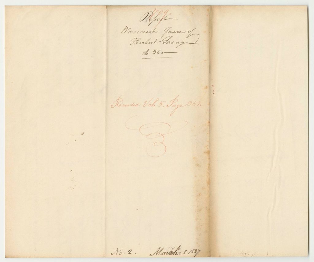 Miniature of Report 709: Warrant in Favor of Herbert Savage for a Pension