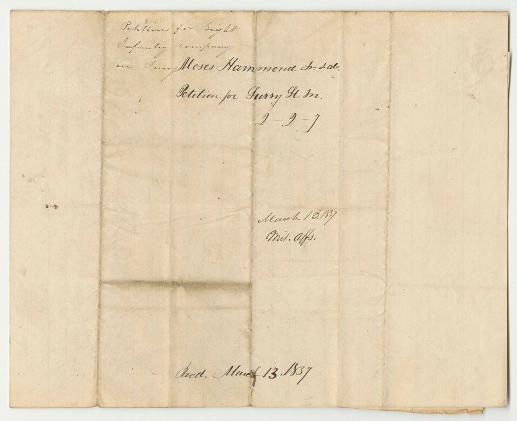 Miniature of Petition of Moses Hammond and Others for a Light Infantry Company in Surry