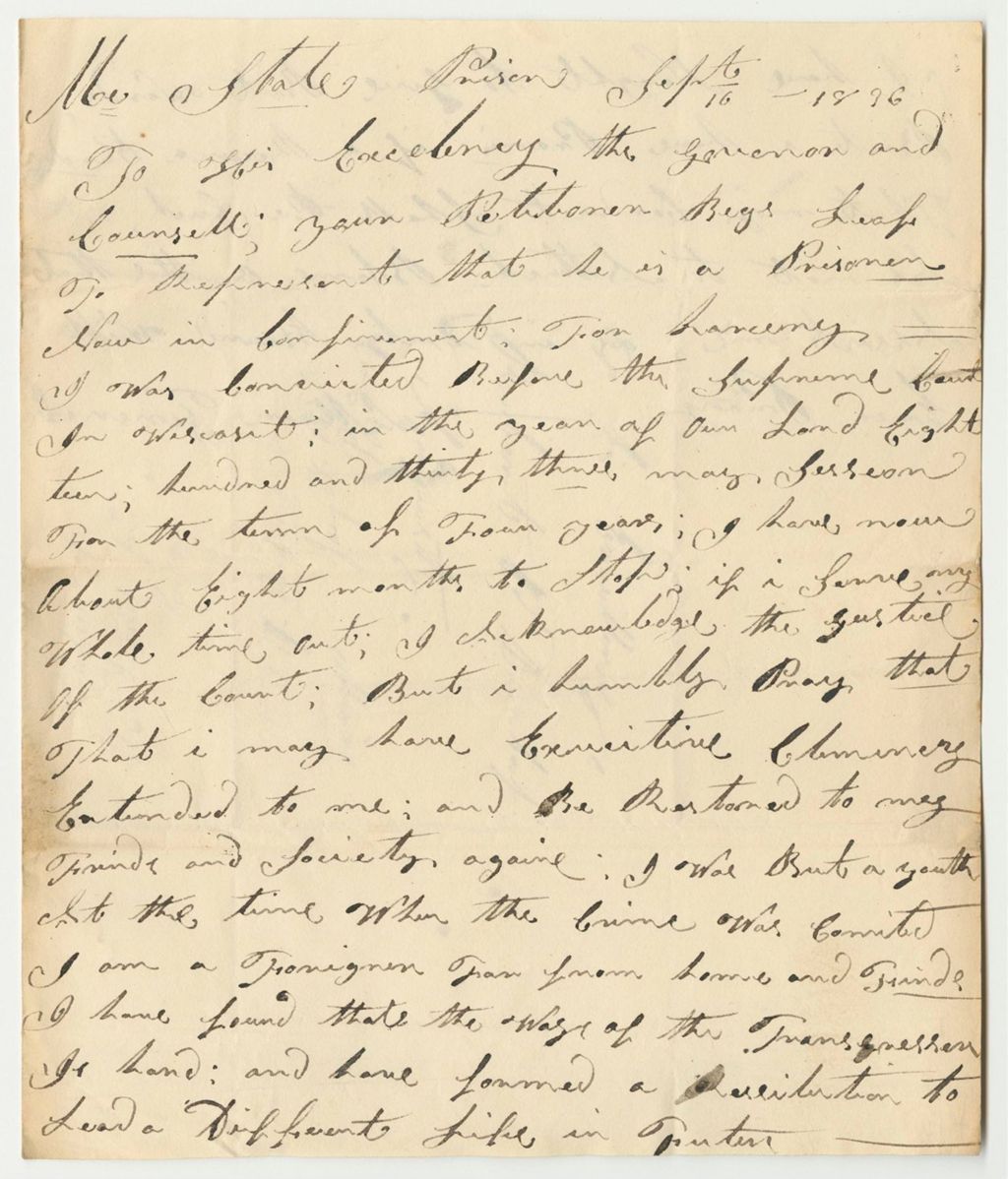 Miniature of Petition of William French for a Pardon