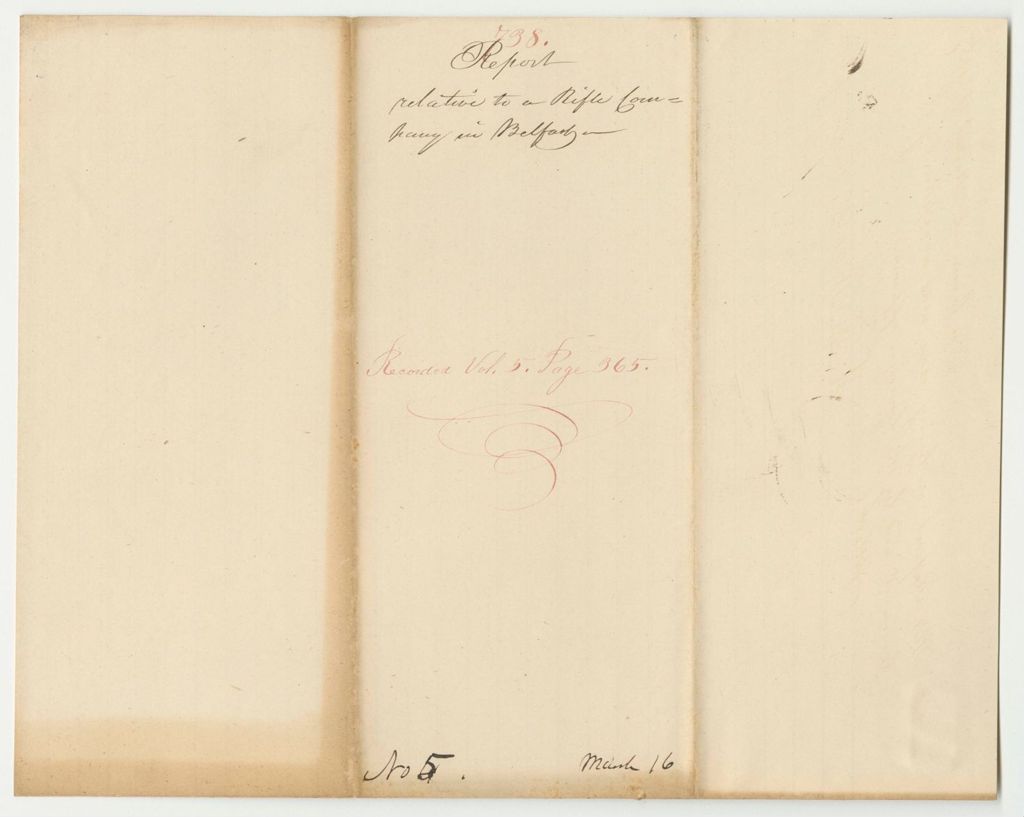 Miniature of Report 738: Report Relative to a Rifle Company in Belfast