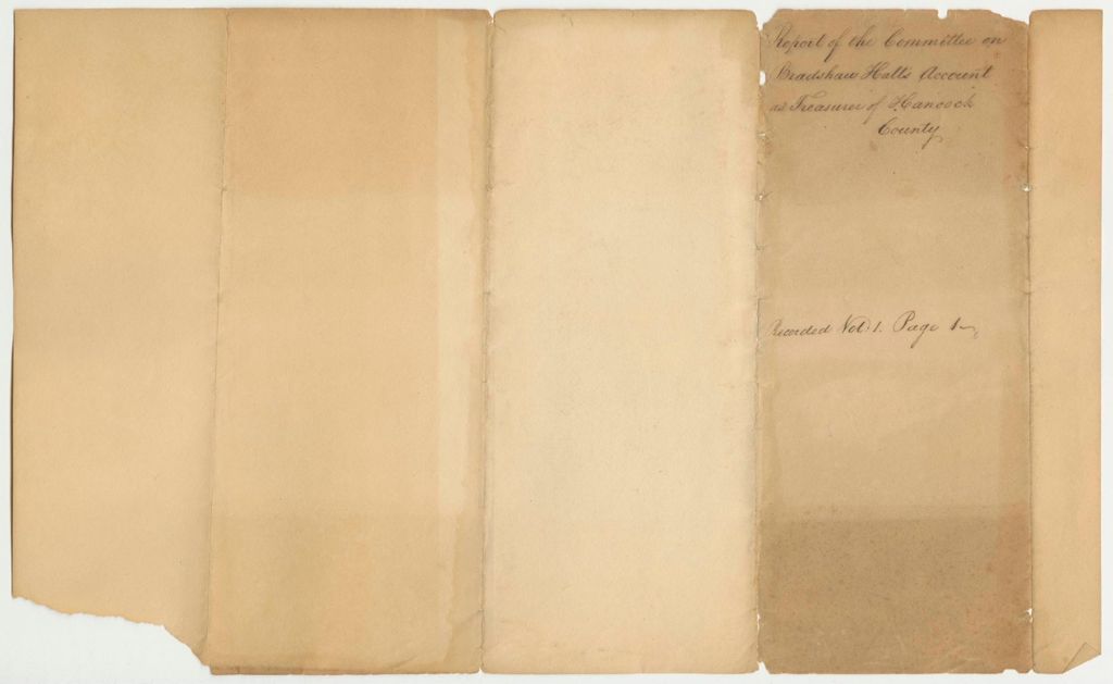 Miniature of Report on Bradshaw Hall's account as Treasurer of Hancock County