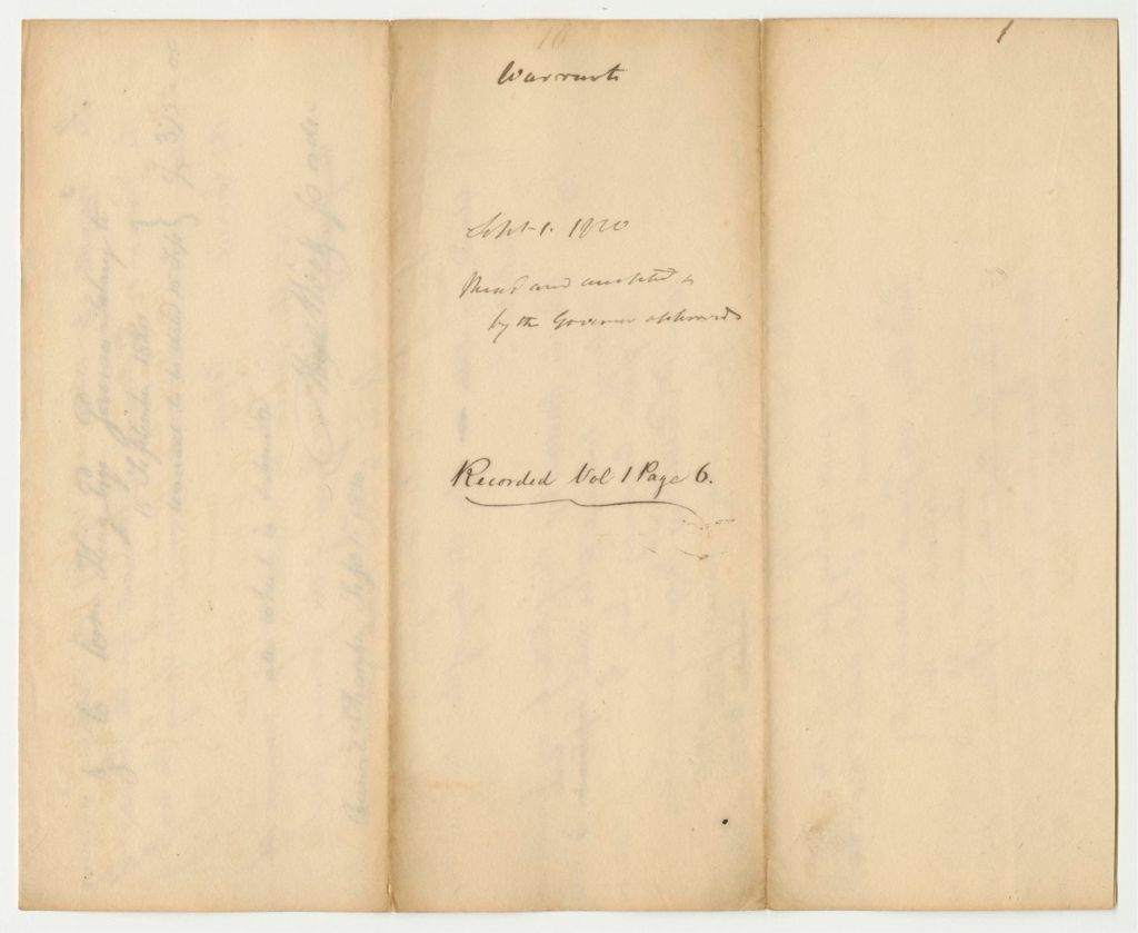 Miniature of Warrant 10: Warrant for the Payment of Certain Salaries
