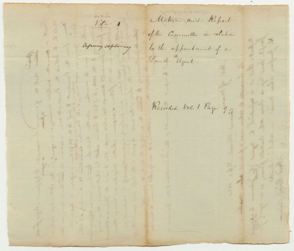 Miniature of Report 12: Motion and Report of the Committee in relation to the appointment of a Land Agent