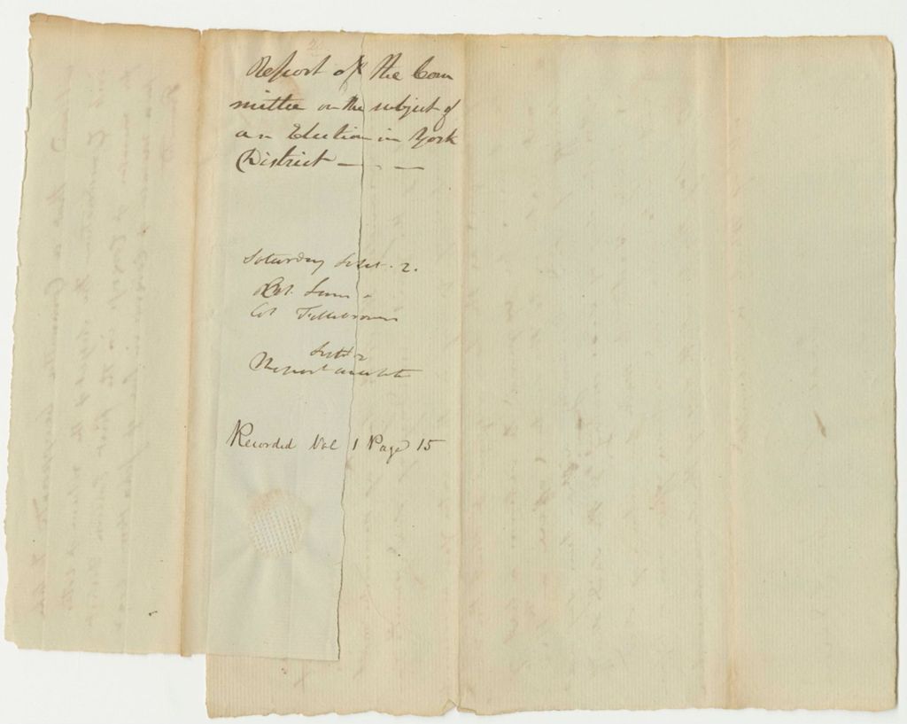 Miniature of Report 22: Report of the Committee on the subject of an election in York District