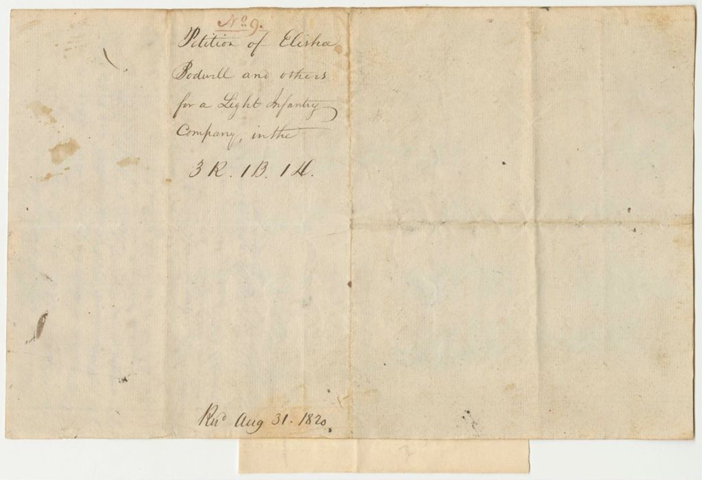 Miniature of Petition  9: Petition of Elisha Bodwell and others for a Light Infantry Company