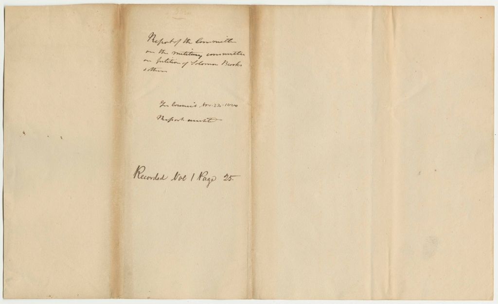 Miniature of Report 33: Report of the Committee on the military on the Petition of Solomon Brooks and others
