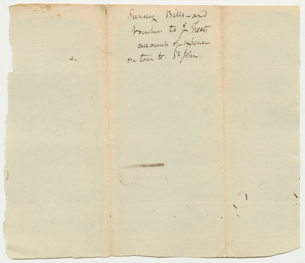 Miniature of Joseph Treat account for expenses to St. Johns 1820