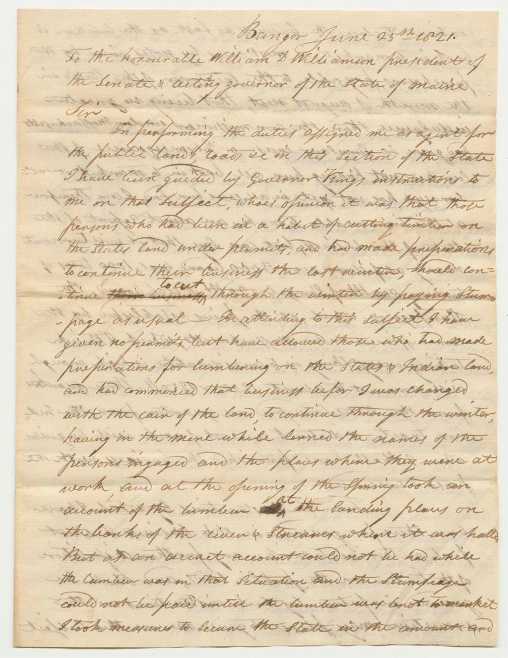 Miniature of Gen Trafton's Commendation as to timber