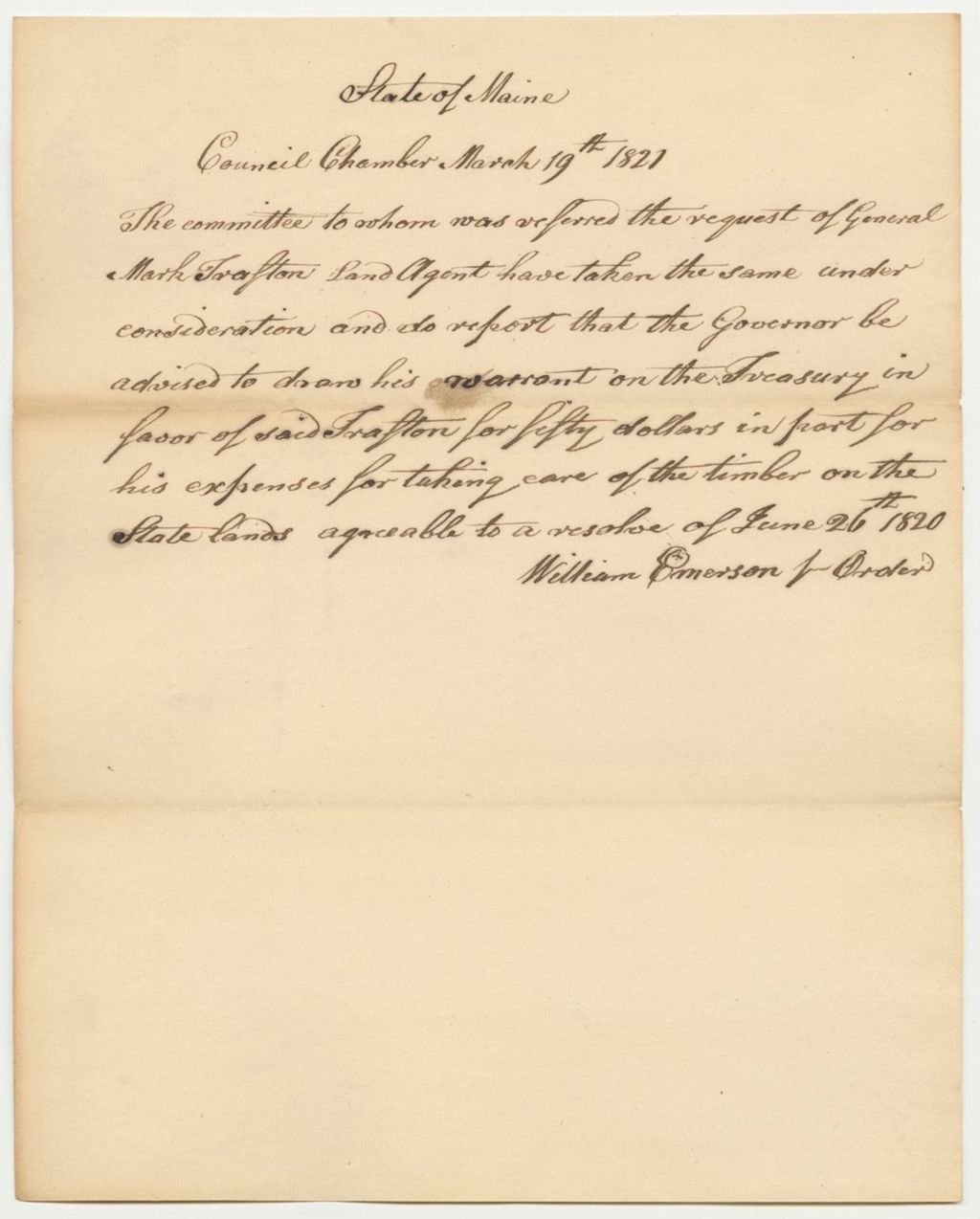Miniature of Report 27: Warrant in Favor of General Mark Trafton