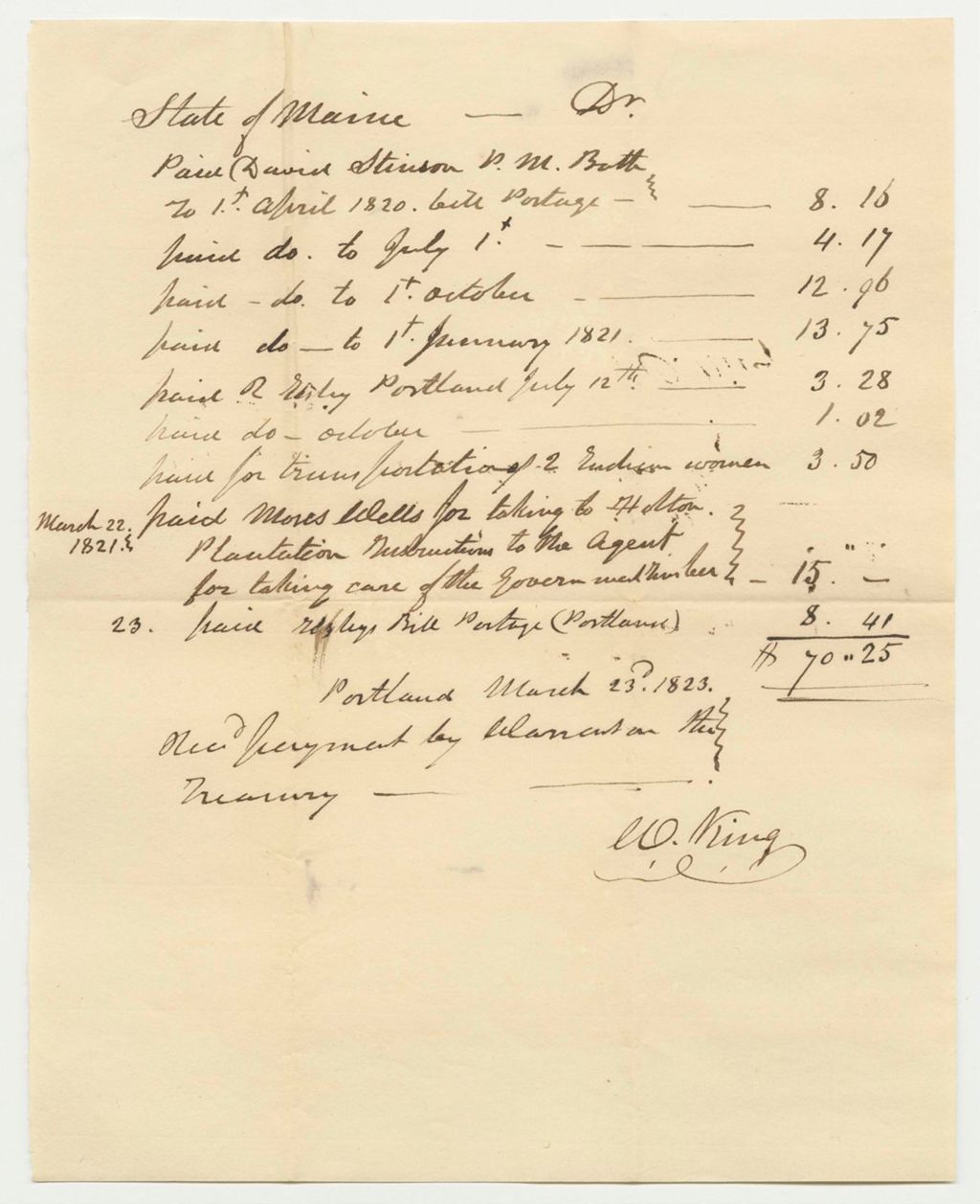 Miniature of List of expenses from April 1820 to March 1821