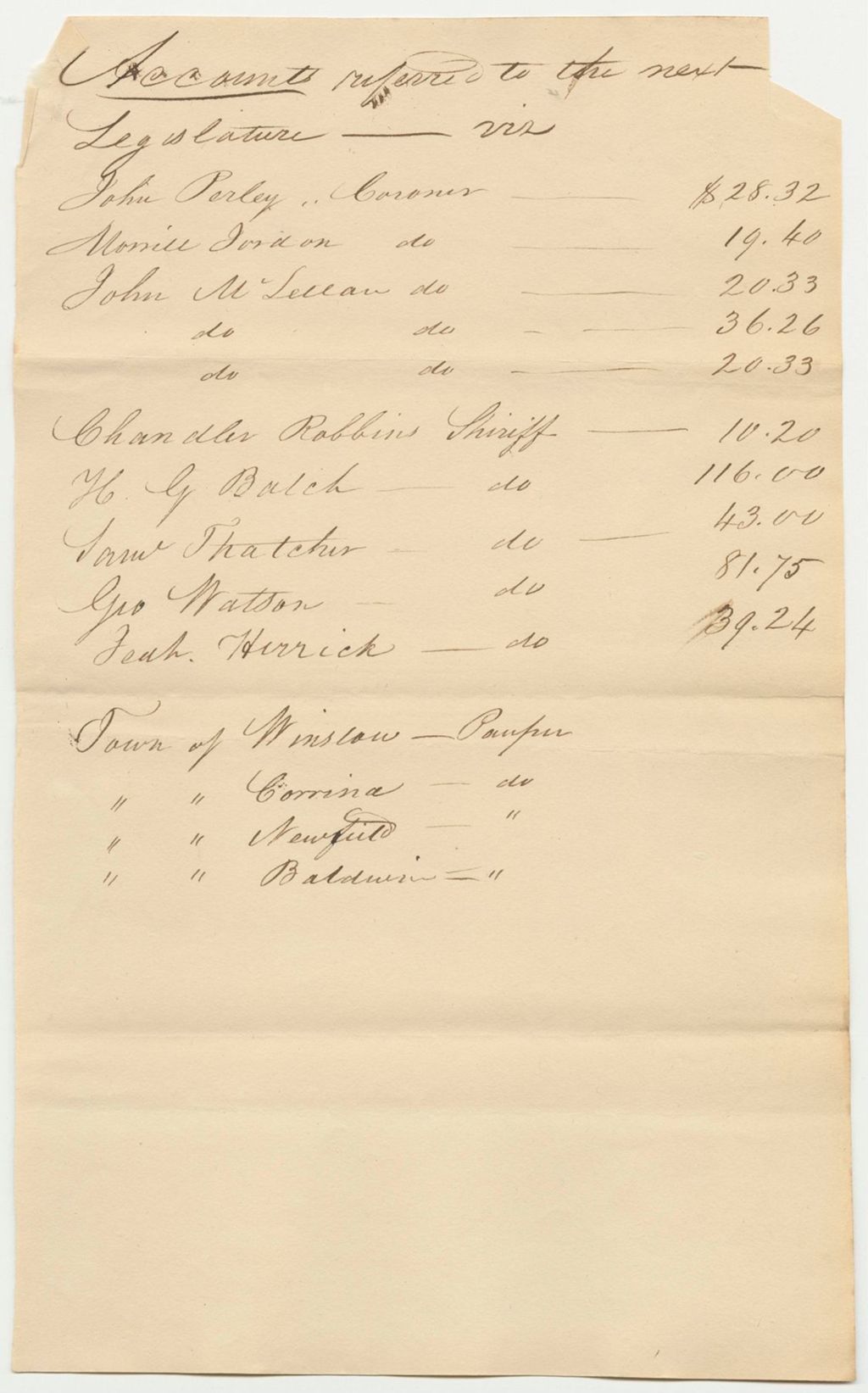 Miniature of Accounts referred to the next Legislature