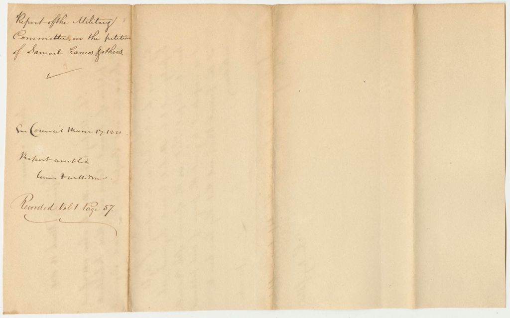 Miniature of Report 77: Report of the Military Committee on the Petition of Samuel Eames and others