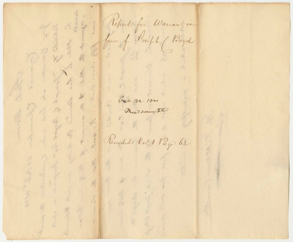 Miniature of Report 79: Report for Warrant in Favor of Joseph C. Boyd