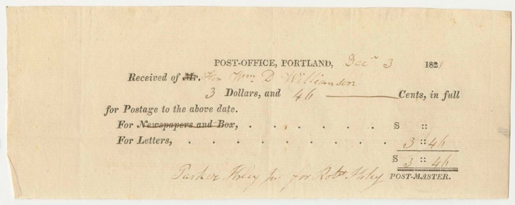 Miniature of Portland Post-Office Receipt