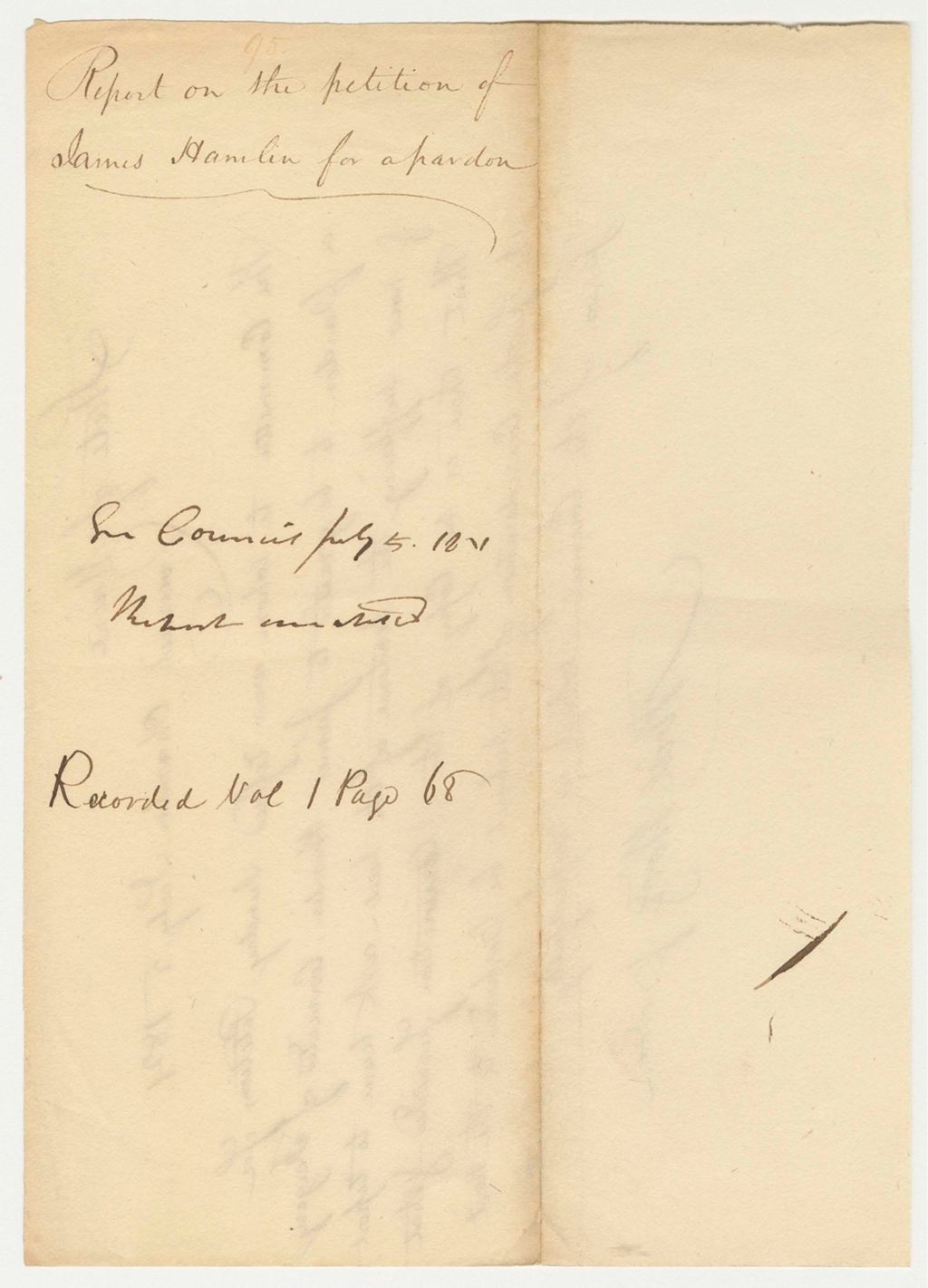 Miniature of Report 95: Report on the Petition of James Hamlin for a Pardon