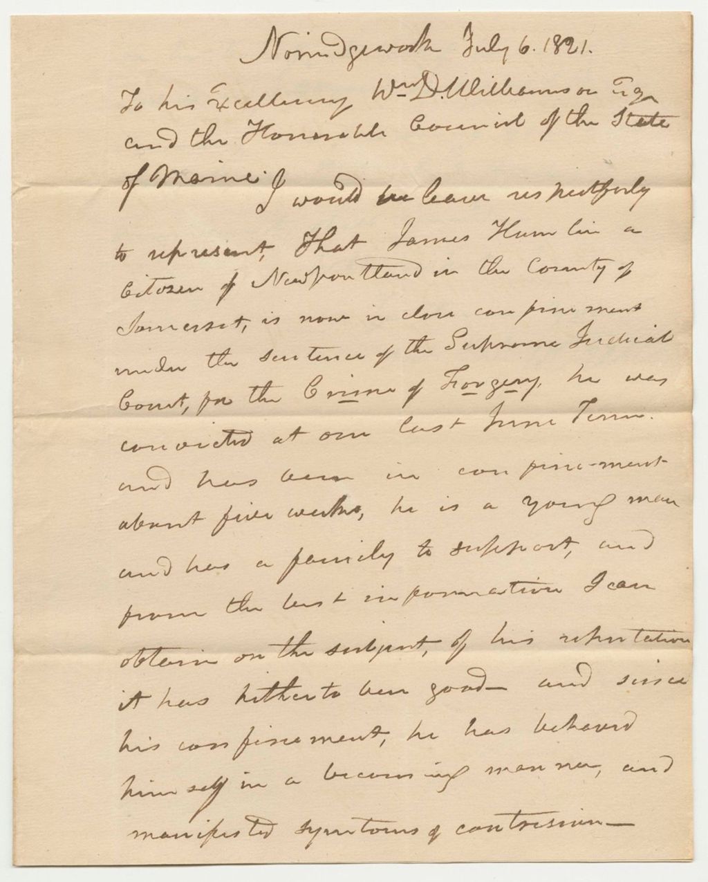Miniature of W. Preston Letter of the Governor and the Council on the Release of James Hamlin