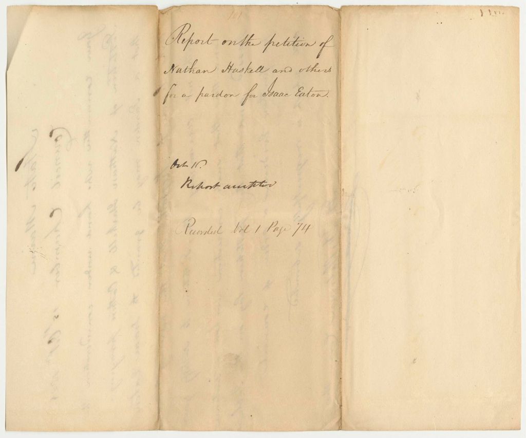 Miniature of Report 101: Report on the Petition of Nathan Haskell and Others for a Pardon of Issac Eaton