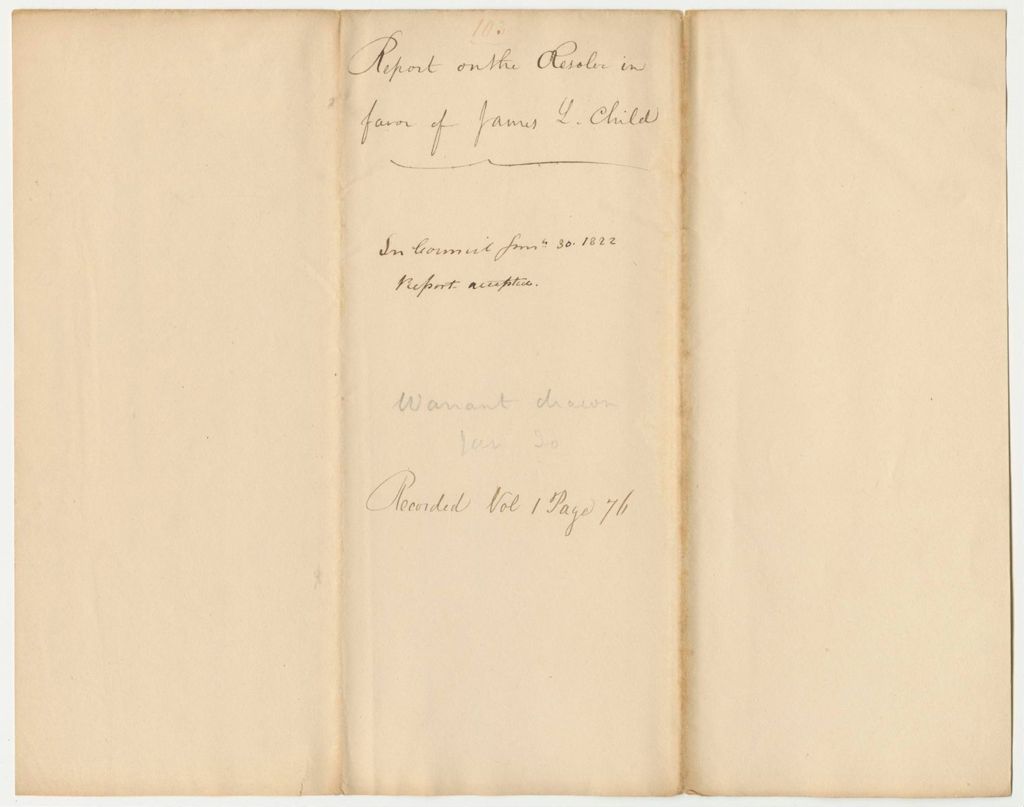 Miniature of Report 103: Report on the Resolve in Favor of James L. Child